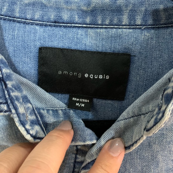 Mens Among Equals Denim Button Down Top Sz M - Picture 2 of 2